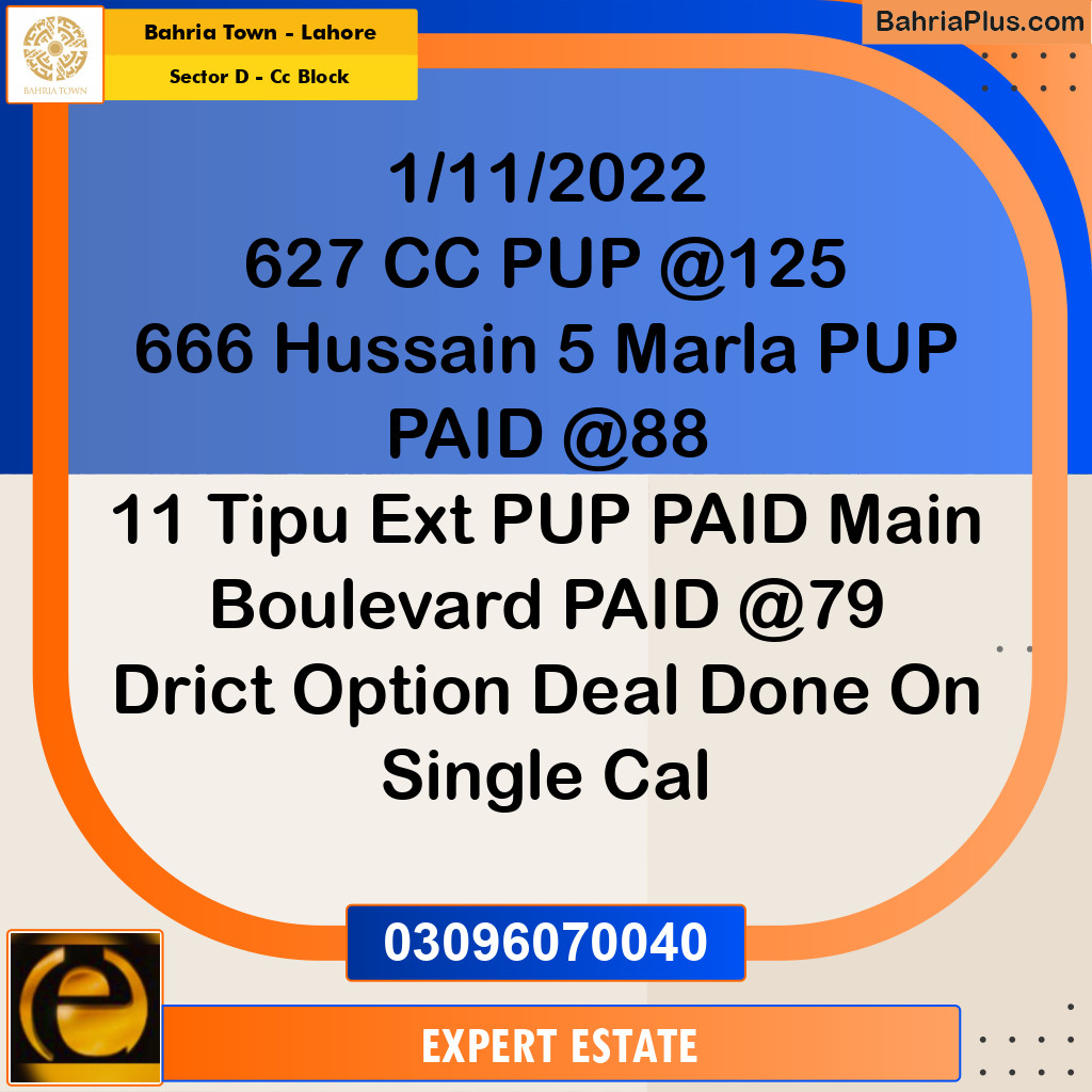 5 Marla Residential Plot for Sale in Sector D - CC Block -  Bahria Town, Lahore - (BP-263334)