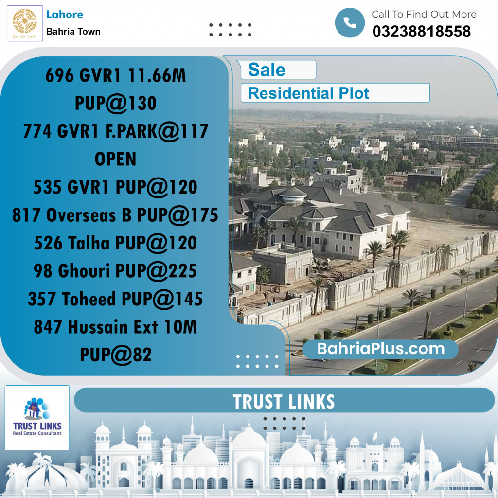 Residential Plot for Sale in Bahria Town, Lahore - (BP-263339)
