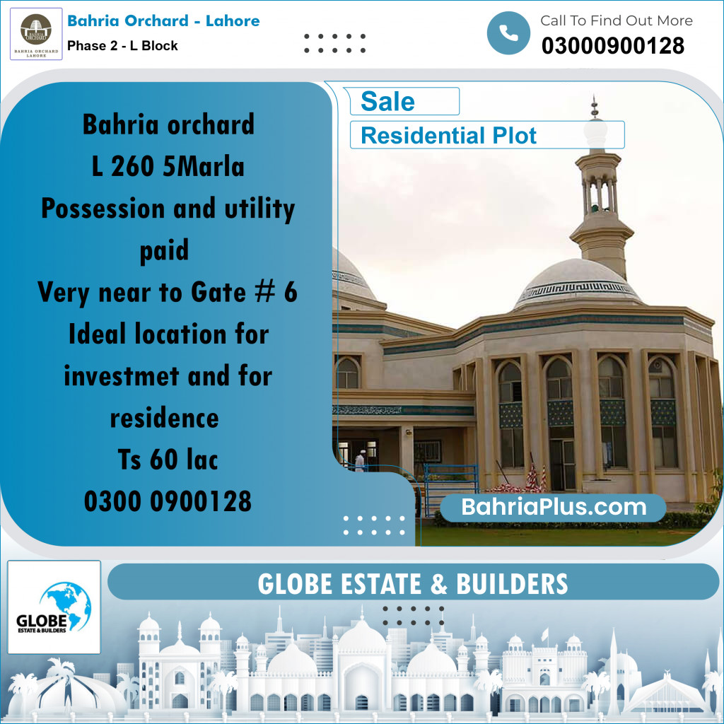 5 Marla Residential Plot for Sale in Phase 2 - L Block -  Bahria Orchard, Lahore - (BP-263351)