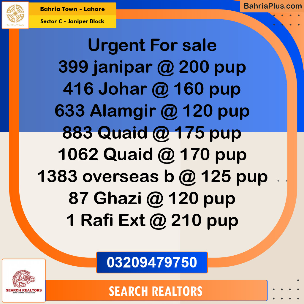 10 Marla Residential Plot for Sale in Sector C - Janiper Block -  Bahria Town, Lahore - (BP-263354)