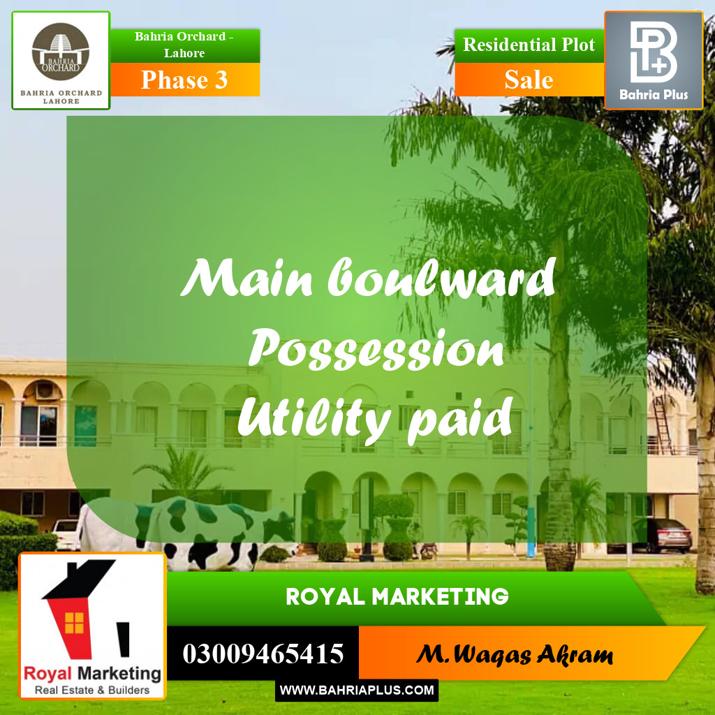 8 Marla Residential Plot for Sale in Phase 3 -  Bahria Orchard, Lahore - (BP-263387)