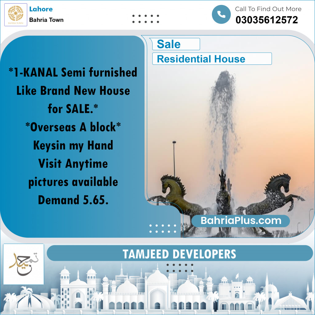Residential House for Sale in Bahria Town, Lahore - (BP-263435)