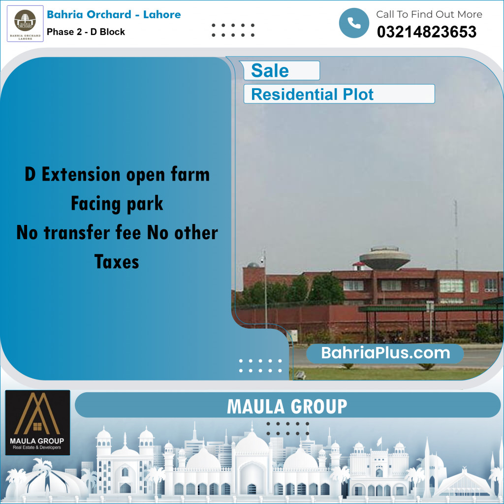 8 Marla Residential Plot for Sale in Phase 2 - D Block -  Bahria Orchard, Lahore - (BP-263450)