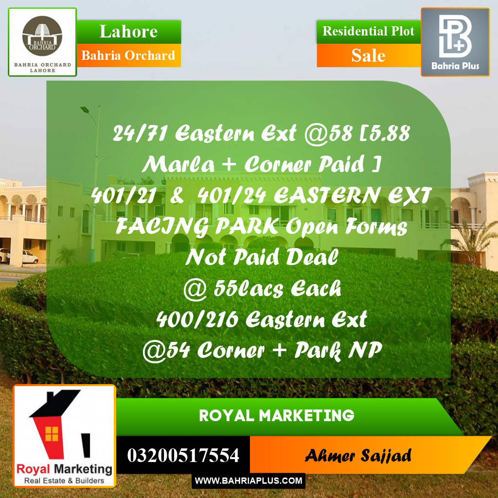 Residential Plot for Sale in Bahria Orchard, Lahore - (BP-263454)
