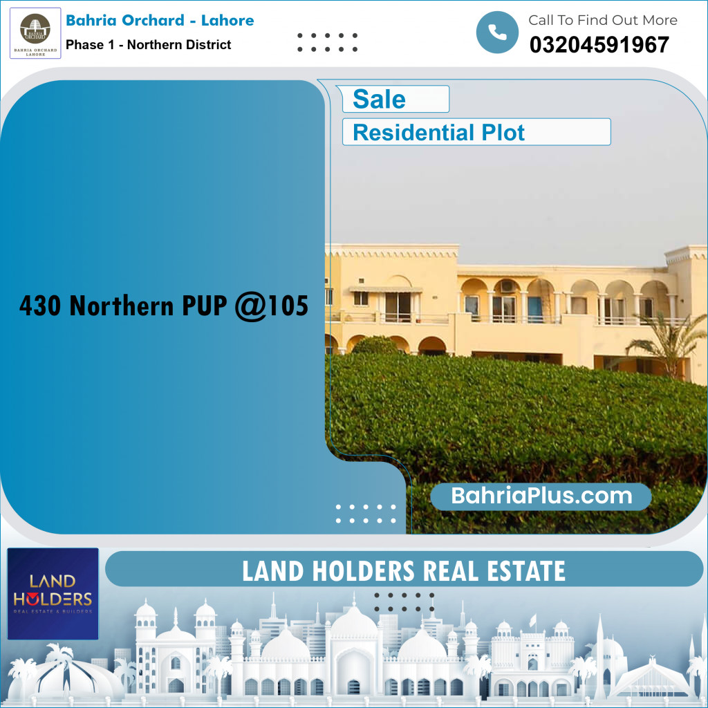 10 Marla Residential Plot for Sale in Phase 1 - Northern District -  Bahria Orchard, Lahore - (BP-263476)