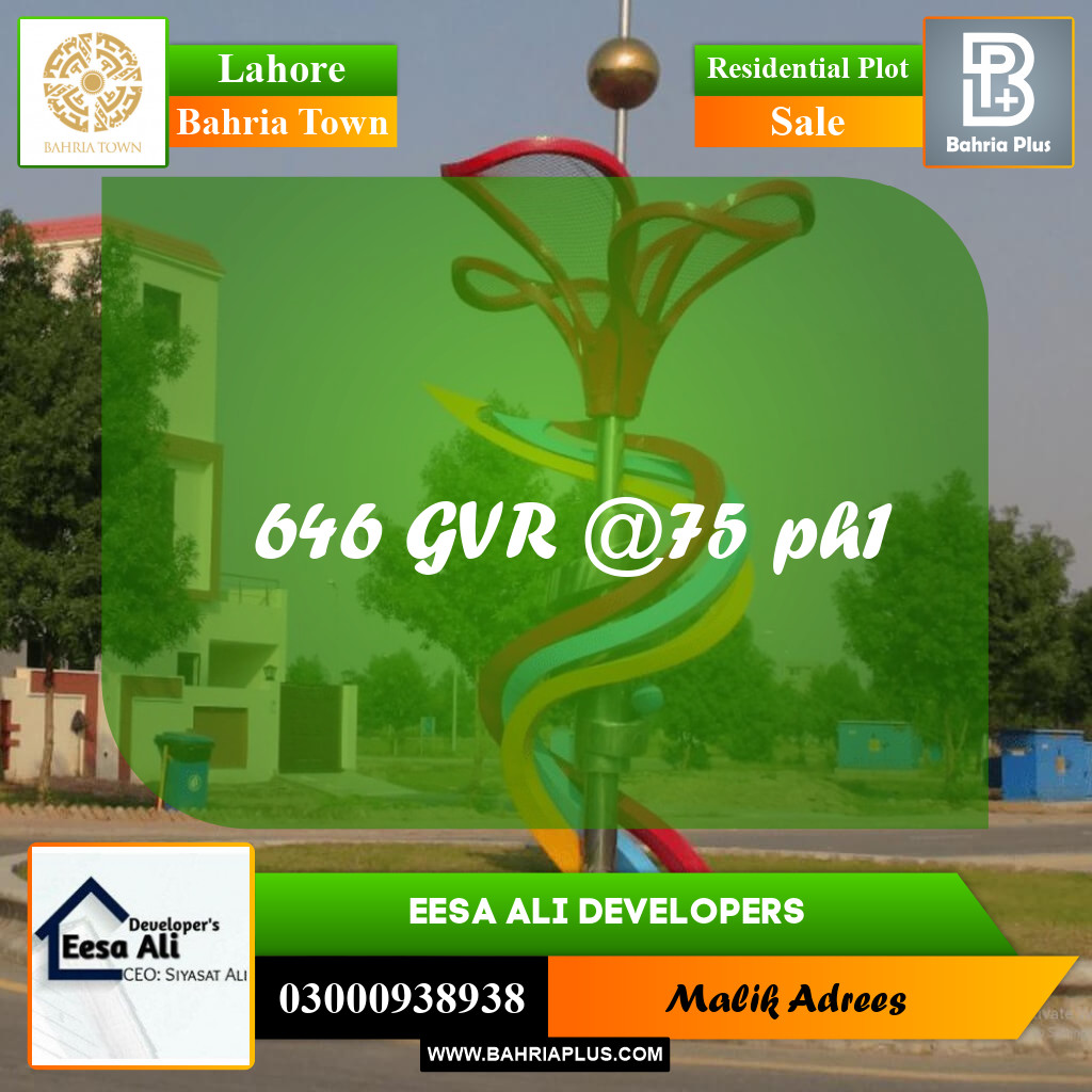 Residential Plot for Sale in Bahria Town, Lahore - (BP-263480)