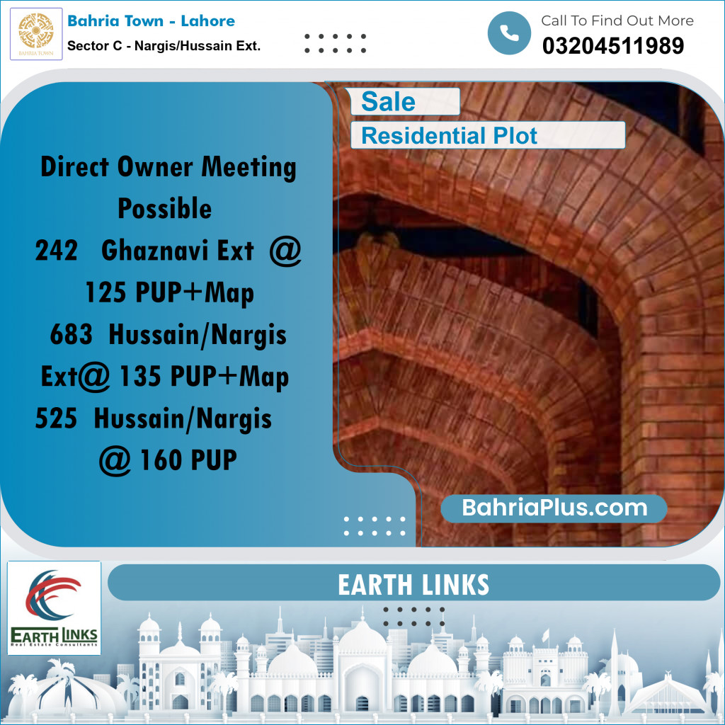 10 Marla Residential Plot for Sale in Sector C - Nargis/Hussain Ext. -  Bahria Town, Lahore - (BP-263508)