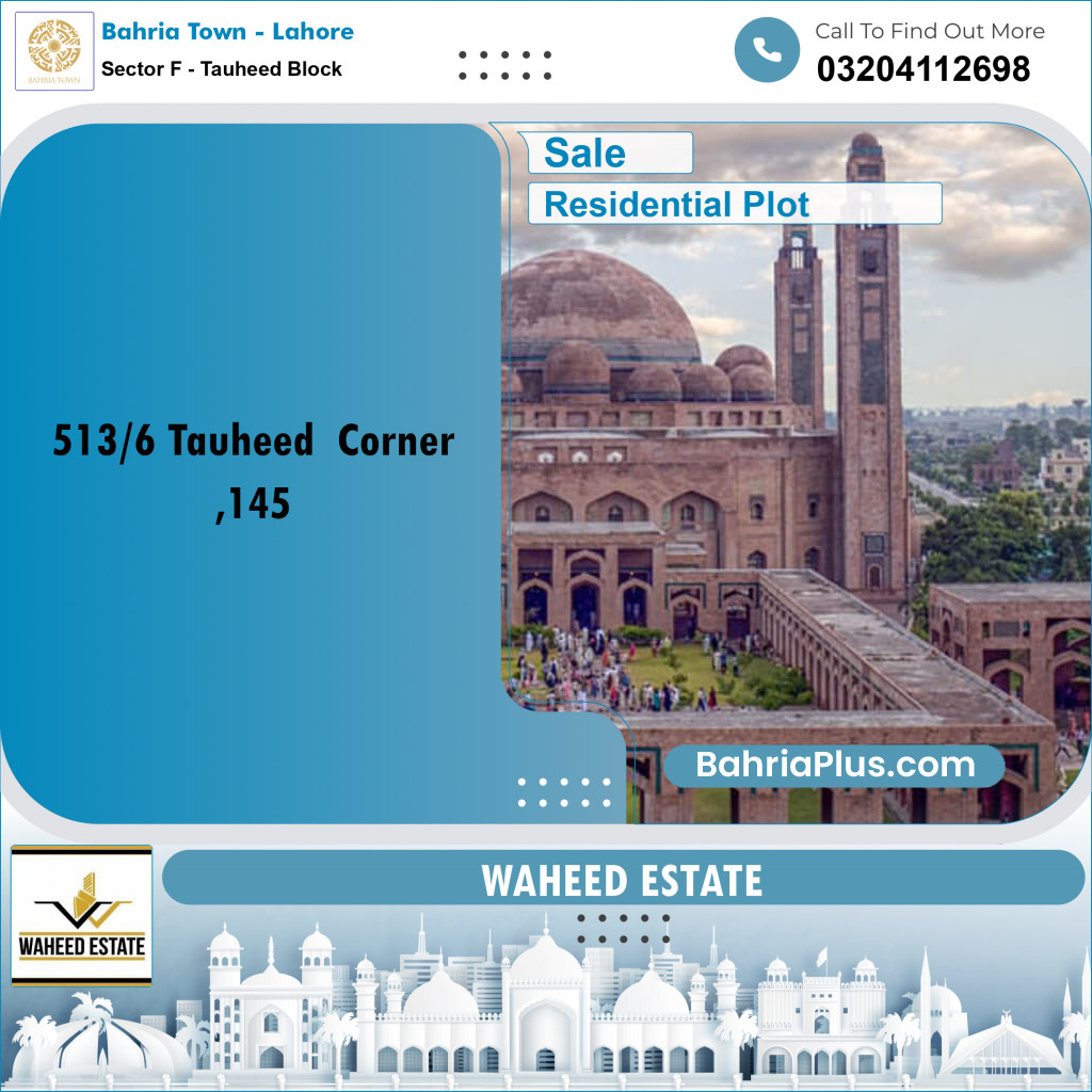 10 Marla Residential Plot for Sale in Sector F - Tauheed Block -  Bahria Town, Lahore - (BP-263525)