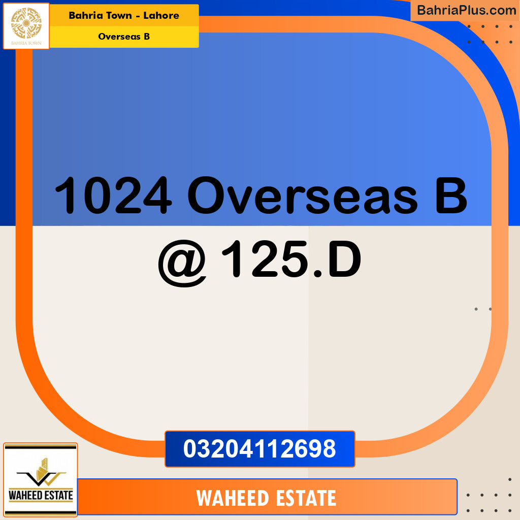 10 Marla Residential Plot for Sale in Overseas B -  Bahria Town, Lahore - (BP-263527)
