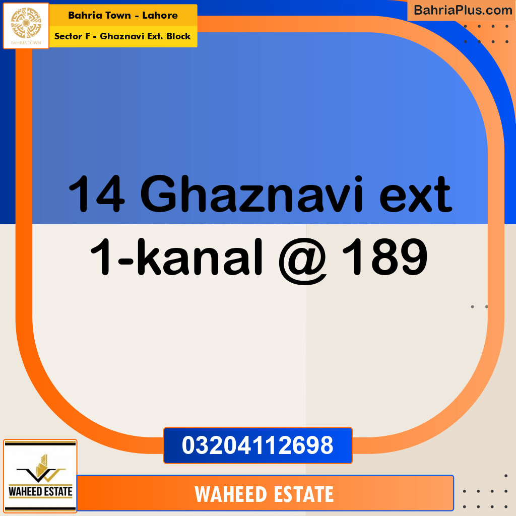 1 Kanal Residential Plot for Sale in Sector F - Ghaznavi Ext. Block -  Bahria Town, Lahore - (BP-263533)