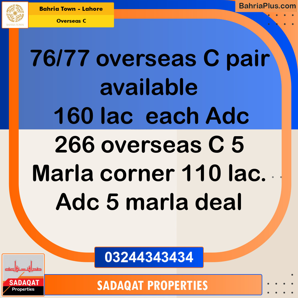 10 Marla Residential Plot for Sale in Overseas C -  Bahria Town, Lahore - (BP-263547)