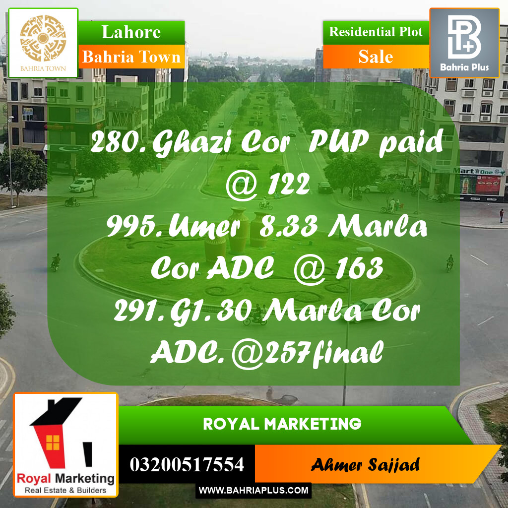 Residential Plot for Sale in Bahria Town, Lahore - (BP-263582)