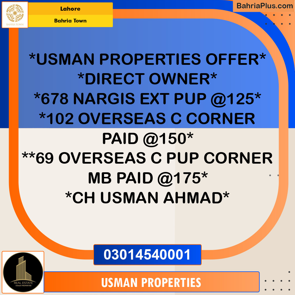 Residential Plot for Sale in Bahria Town, Lahore - (BP-263660)