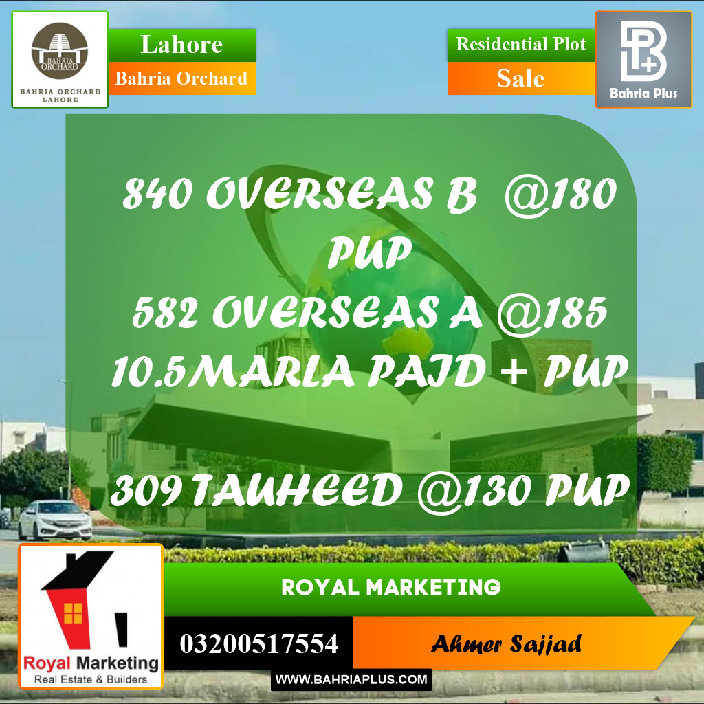 Residential Plot for Sale in Bahria Orchard, Lahore - (BP-263668)