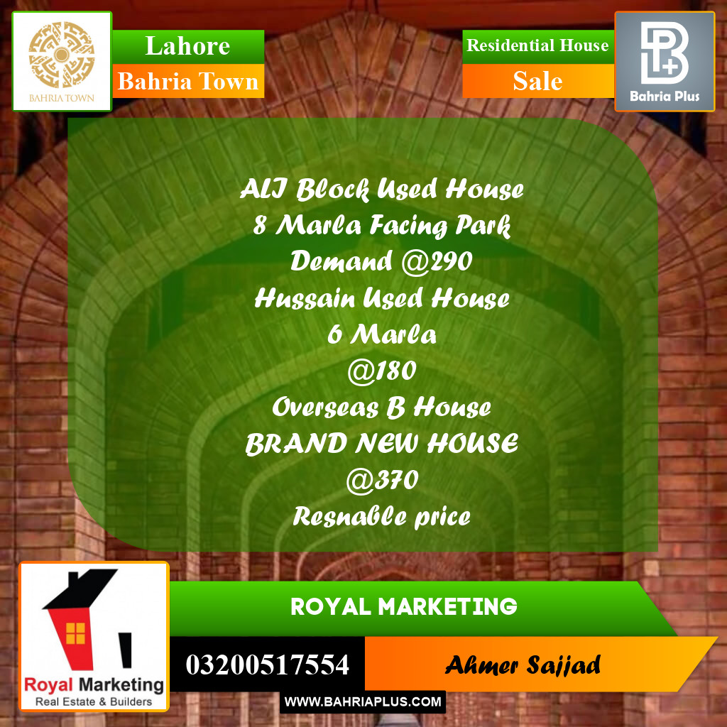 Residential House for Sale in Bahria Town, Lahore - (BP-263669)