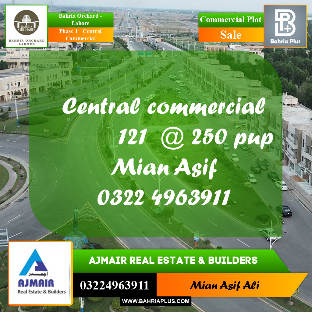 Commercial Plot for Sale in Phase 1 - Central Commercial -  Bahria Orchard, Lahore - (BP-263688)