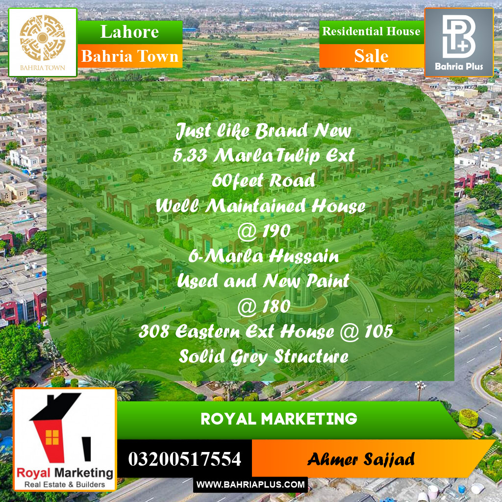 Residential House for Sale in Bahria Town, Lahore - (BP-263690)