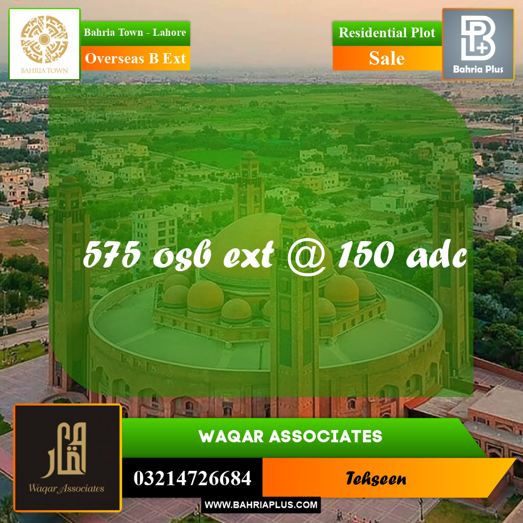 10 Marla Residential Plot for Sale in Overseas B Ext -  Bahria Town, Lahore - (BP-263709)