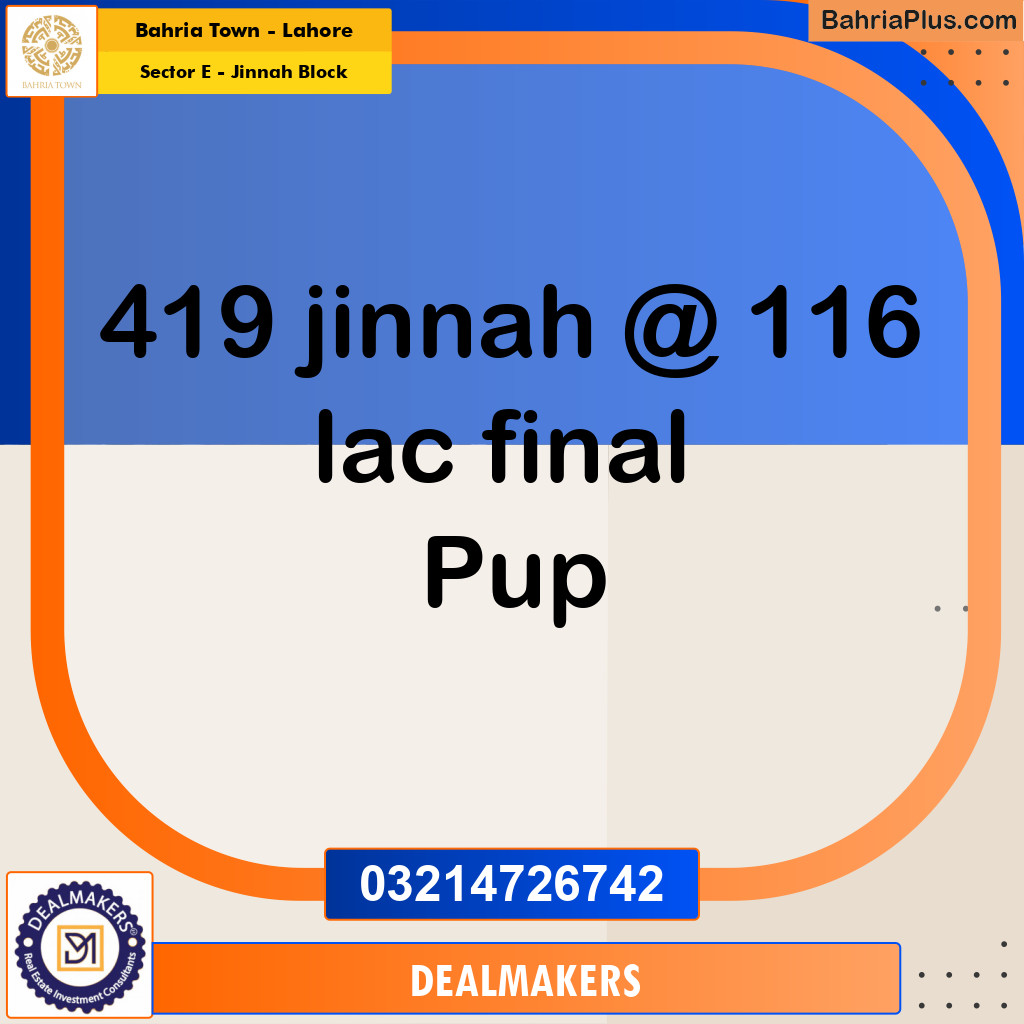 5 Marla Residential Plot for Sale in Sector E - Jinnah Block -  Bahria Town, Lahore - (BP-263733)