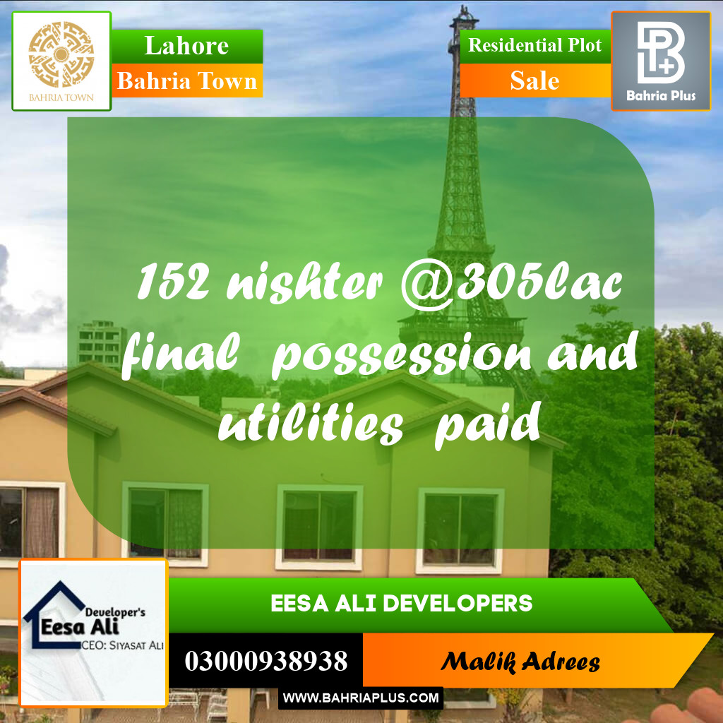 Residential Plot for Sale in Bahria Town, Lahore - (BP-263752)