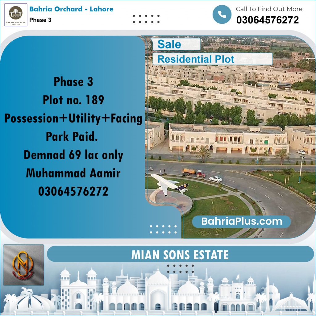 8 Marla Residential Plot for Sale in Phase 3 -  Bahria Orchard, Lahore - (BP-263778)