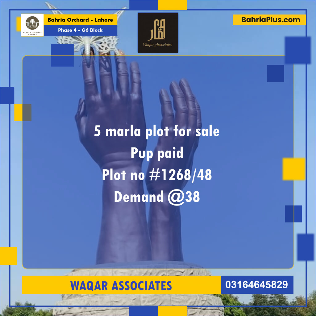 5 Marla Residential Plot for Sale in Phase 4 - G6 Block -  Bahria Orchard, Lahore - (BP-263808)