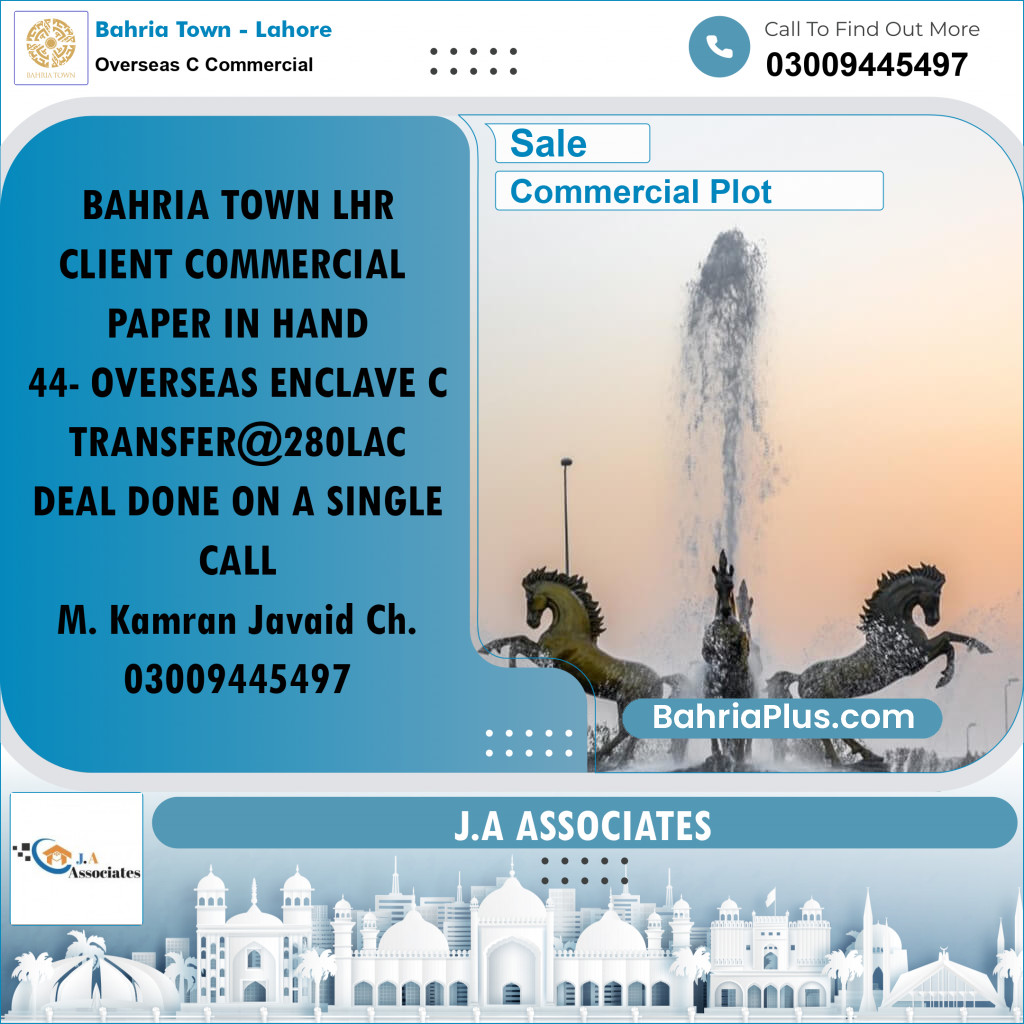 5 Marla Commercial Plot for Sale in Overseas C Commercial -  Bahria Town, Lahore - (BP-263826)