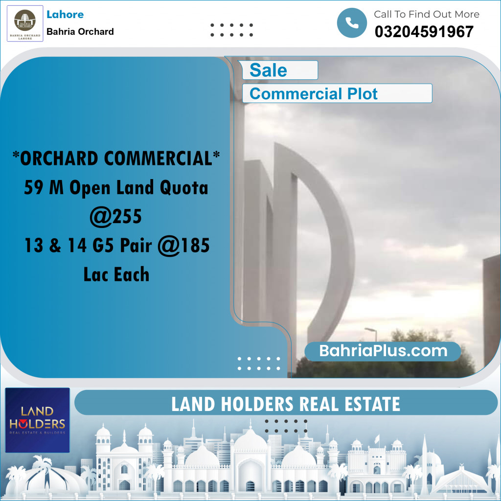 Commercial Plot for Sale in Bahria Orchard, Lahore - (BP-263831)