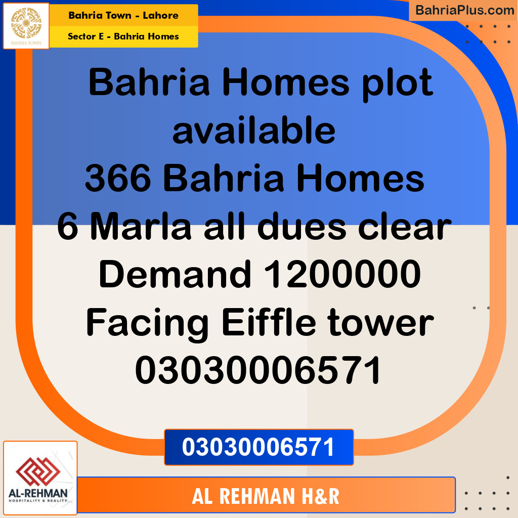 6 Marla Residential Plot for Sale in Sector E - Bahria Homes -  Bahria Town, Lahore - (BP-263836)