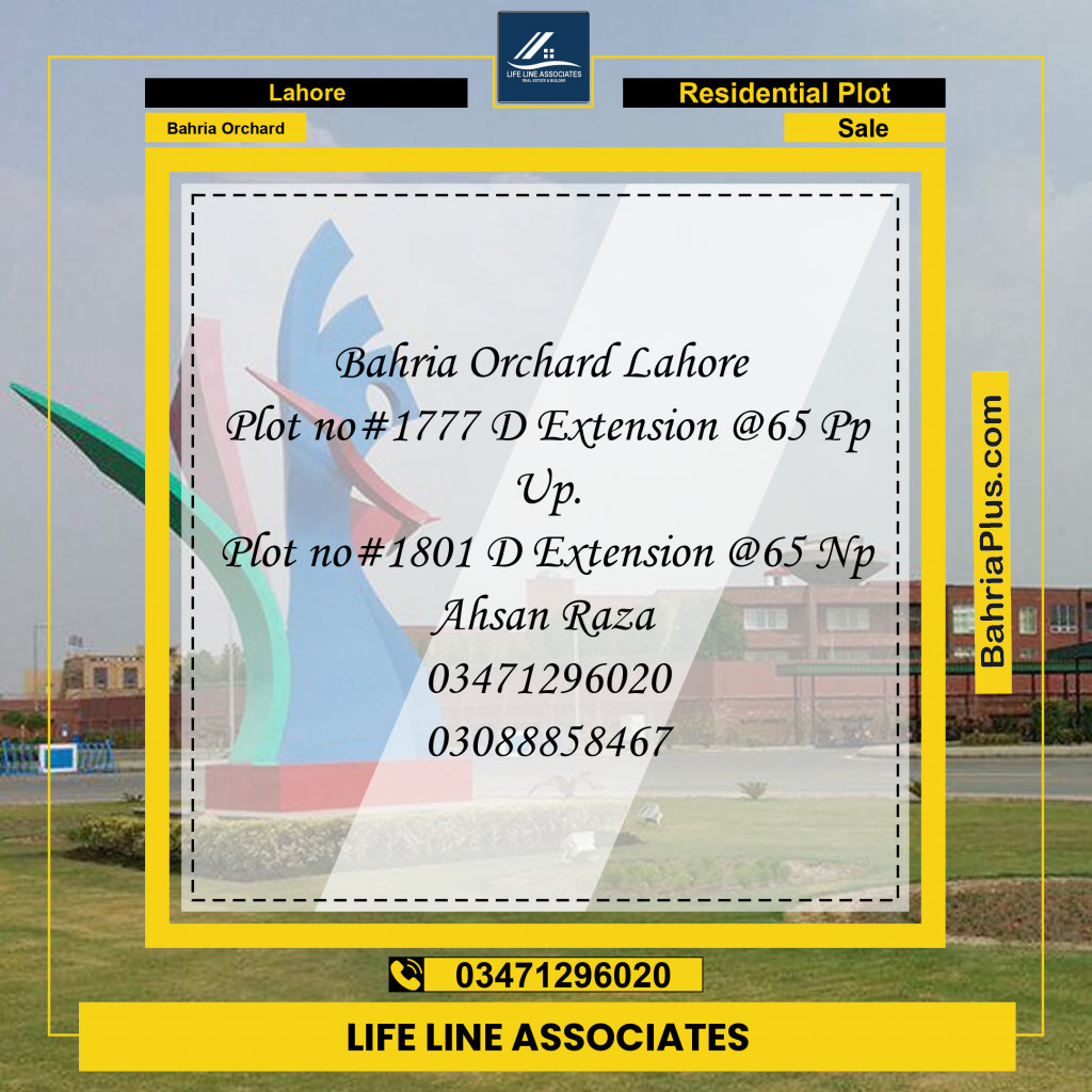 8 Marla Residential Plot for Sale in Bahria Orchard, Lahore - (BP-263893)
