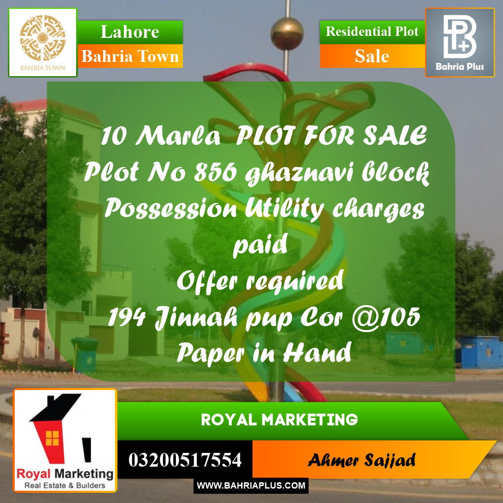 Residential Plot for Sale in Bahria Town, Lahore - (BP-263921)
