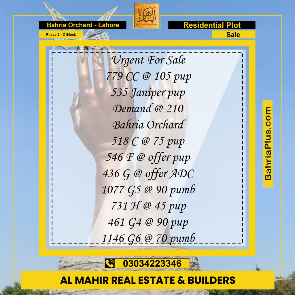 Residential Plot for Sale in Phase 2 - C Block -  Bahria Orchard, Lahore - (BP-263940)