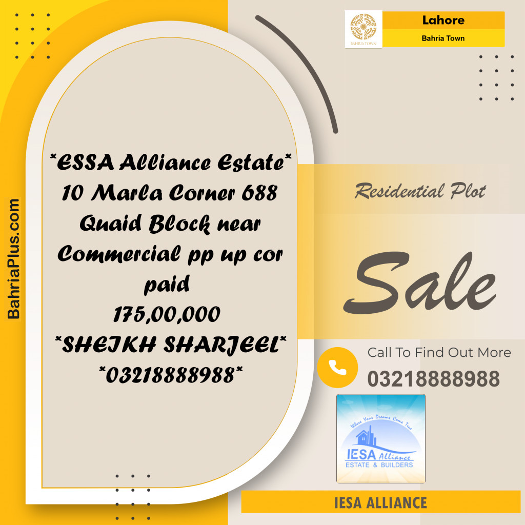 Residential Plot for Sale in Bahria Town, Lahore - (BP-263944)