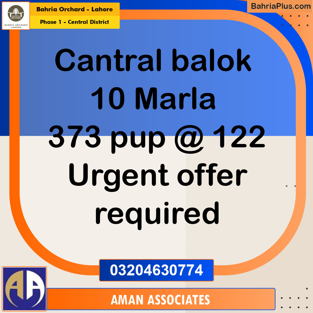10 Marla Residential Plot for Sale in Phase 1 - Central District -  Bahria Orchard, Lahore - (BP-264015)