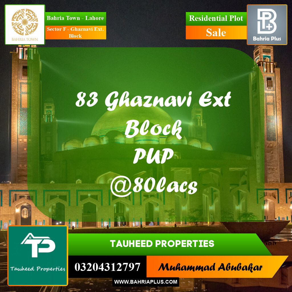 5 Marla Residential Plot for Sale in Sector F - Ghaznavi Ext. Block -  Bahria Town, Lahore - (BP-264051)