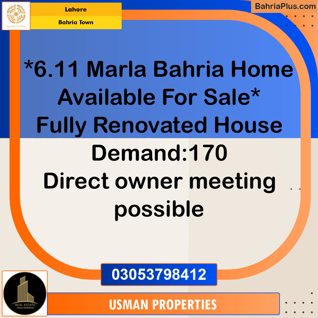 Residential House for Sale in Bahria Town, Lahore - (BP-264065)