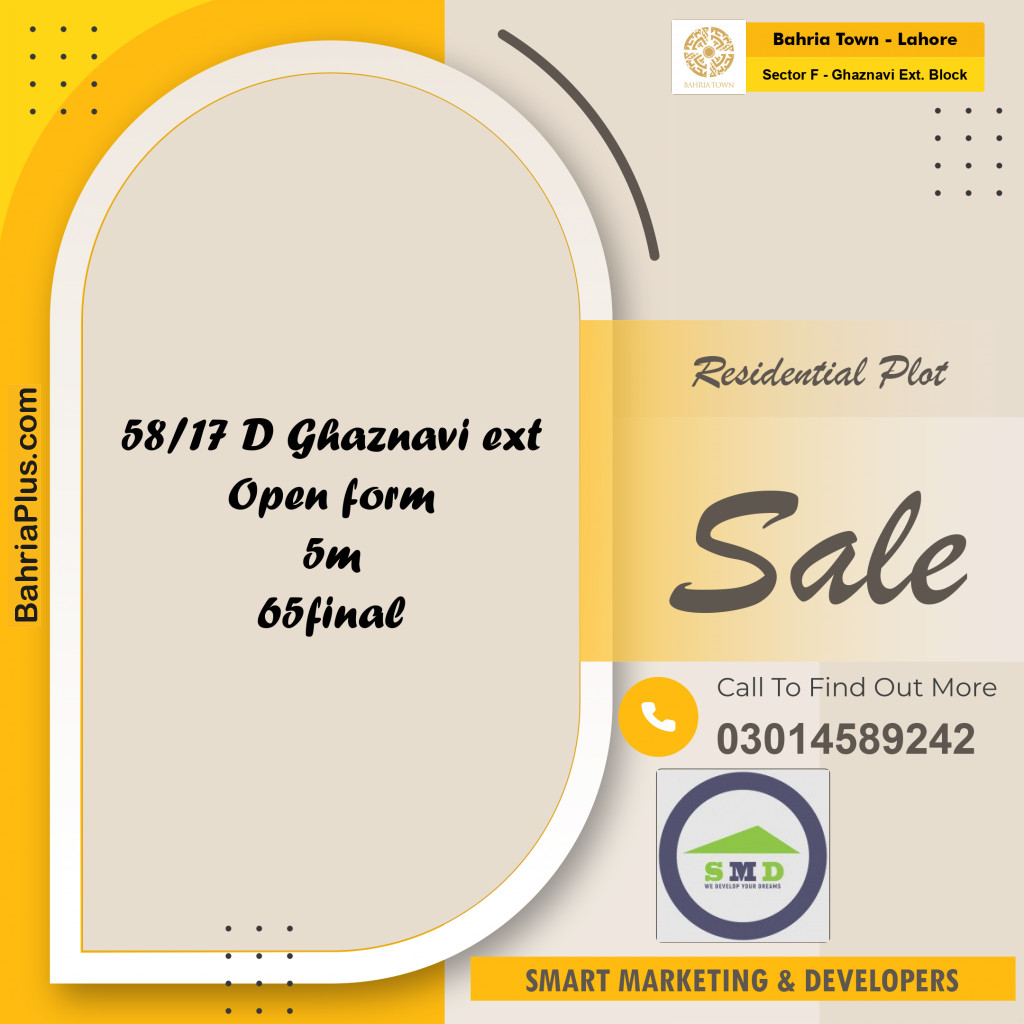 5 Marla Residential Plot for Sale in Sector F - Ghaznavi Ext. Block -  Bahria Town, Lahore - (BP-264075)