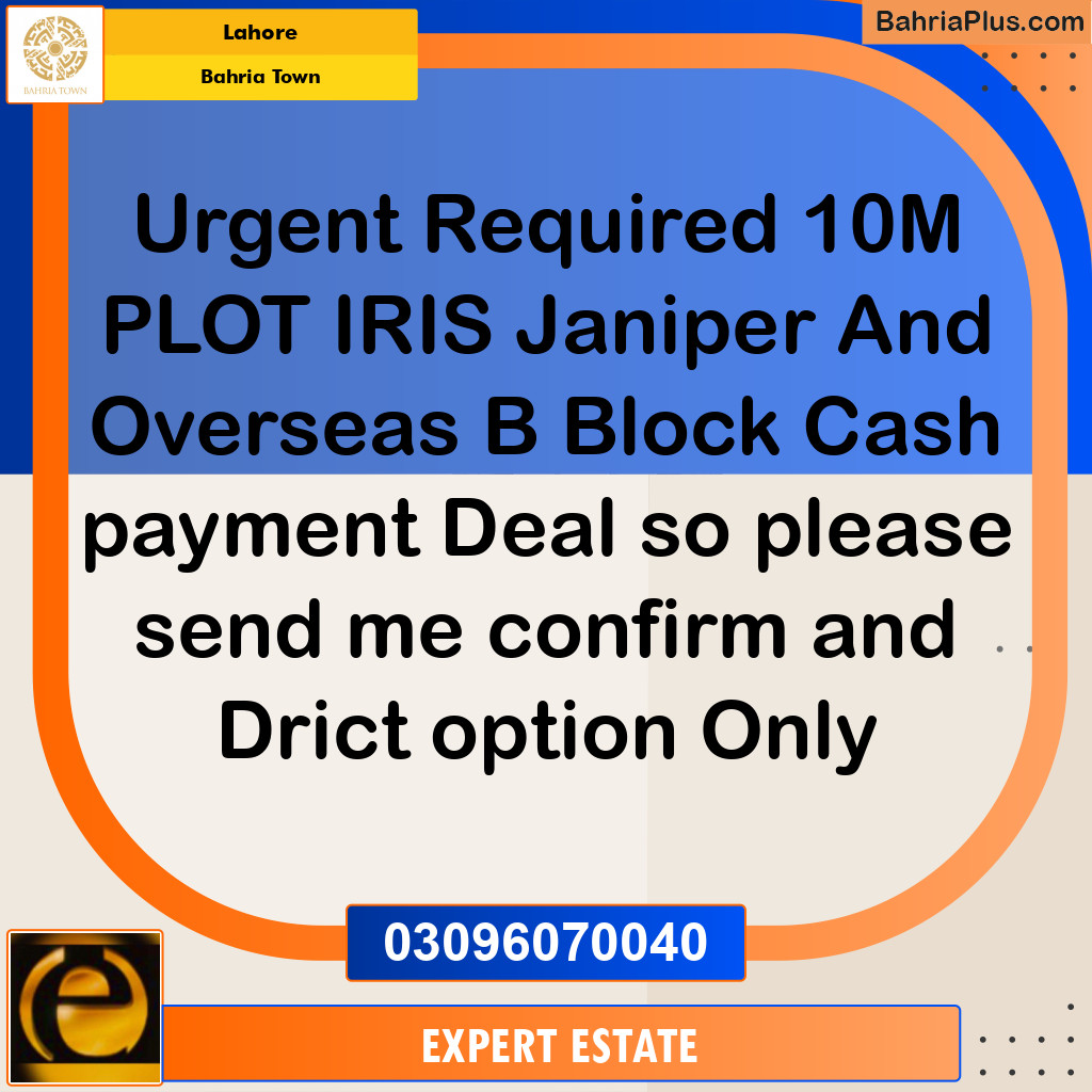 10 Marla Residential Plot for Sale in Bahria Town, Lahore - (BP-264121)