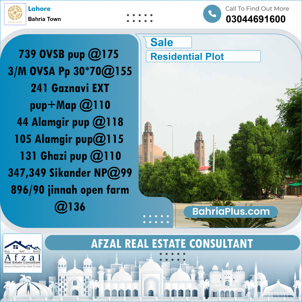 Residential Plot for Sale in Bahria Town, Lahore - (BP-264128)
