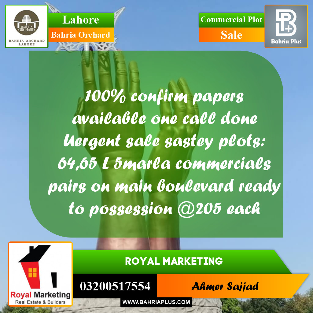 Commercial Plot for Sale in Bahria Orchard, Lahore - (BP-264226)