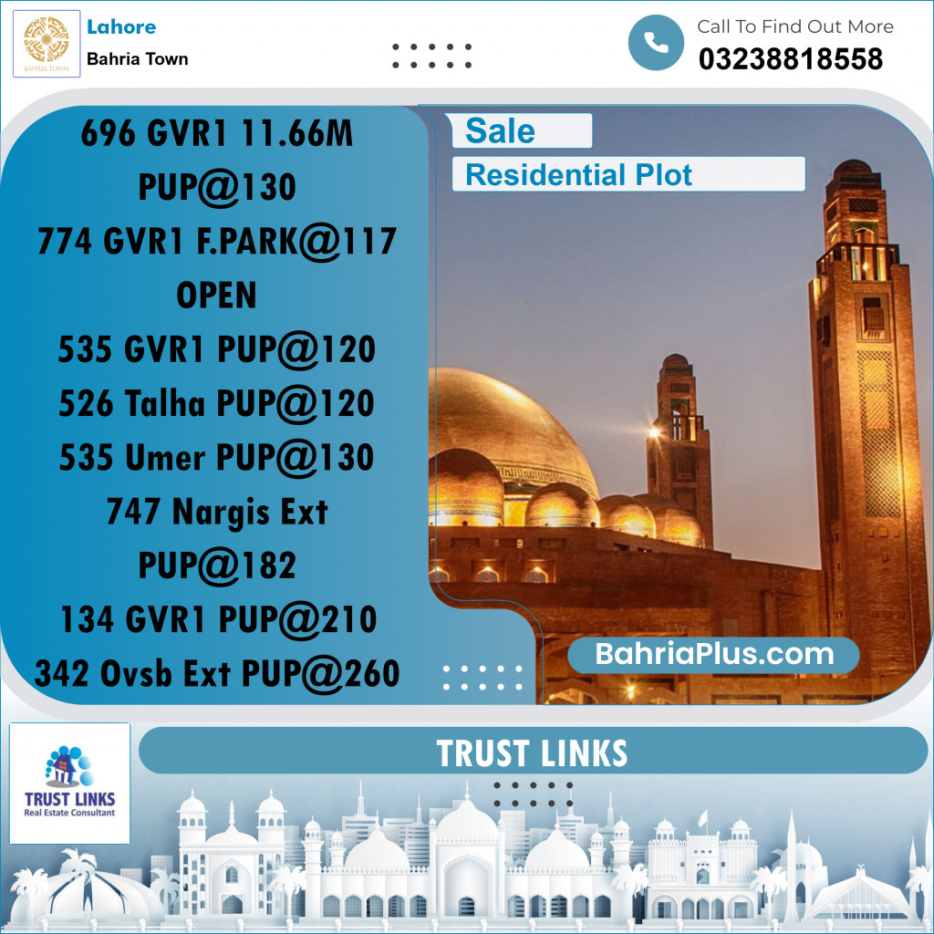 Residential Plot for Sale in Bahria Town, Lahore - (BP-264227)