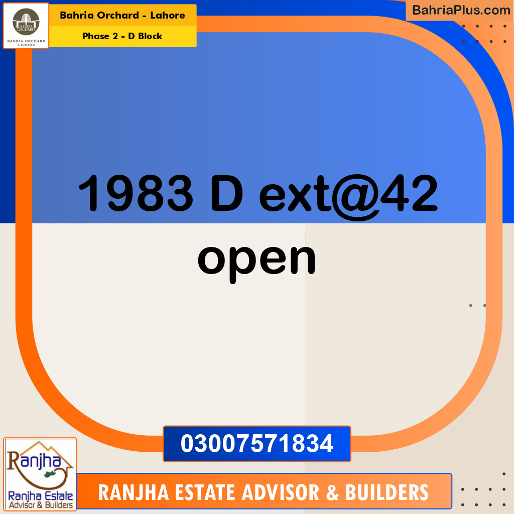 5 Marla Residential Plot for Sale in Phase 2 - D Block -  Bahria Orchard, Lahore - (BP-264235)