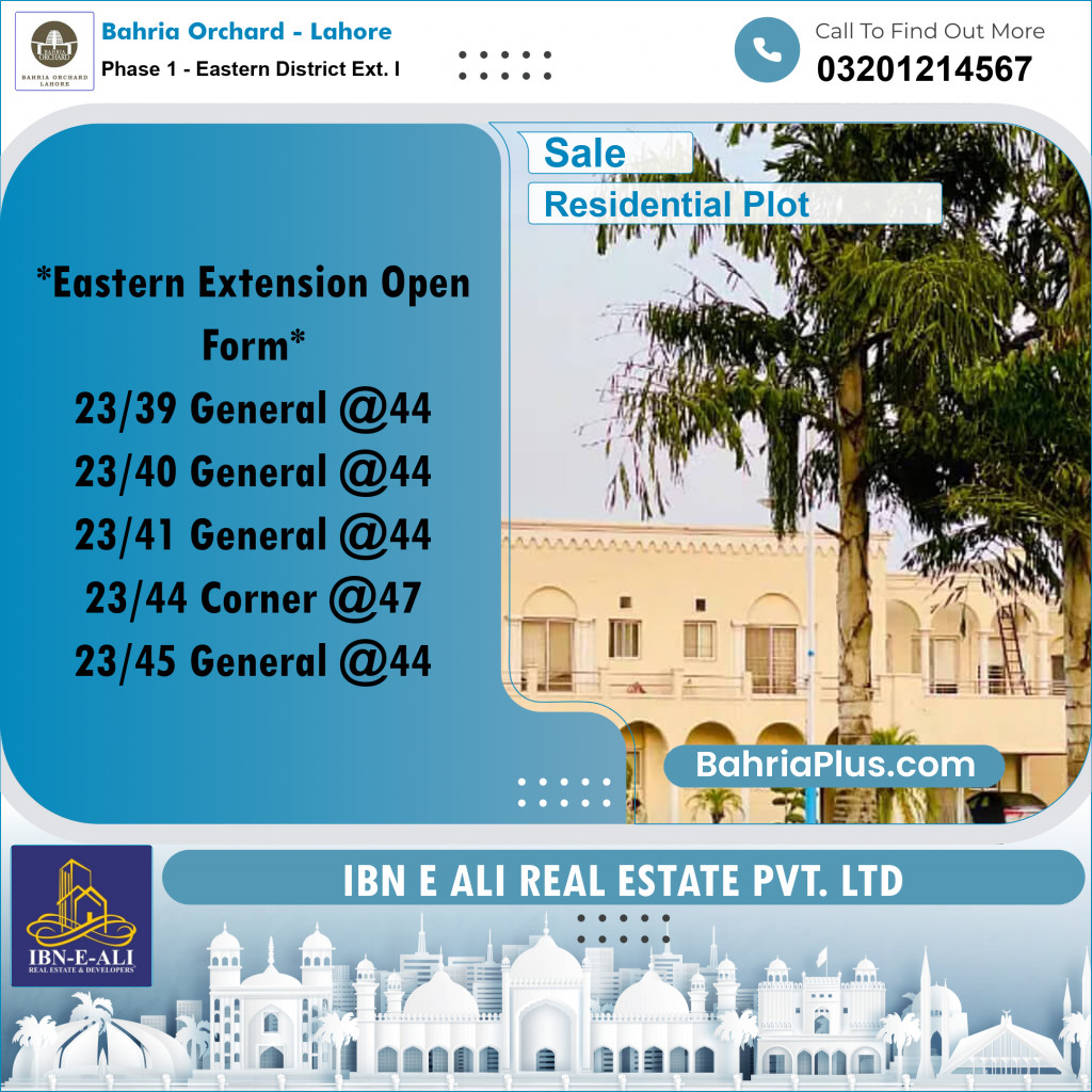 5 Marla Residential Plot for Sale in Phase 1 - Eastern District Ext. I -  Bahria Orchard, Lahore - (BP-264273)