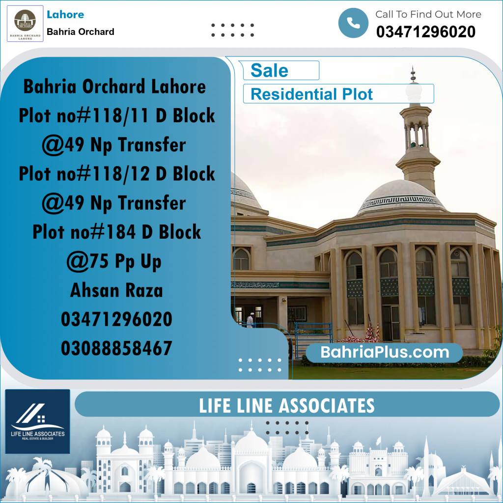 5 Marla Residential Plot for Sale in Bahria Orchard, Lahore - (BP-264310)