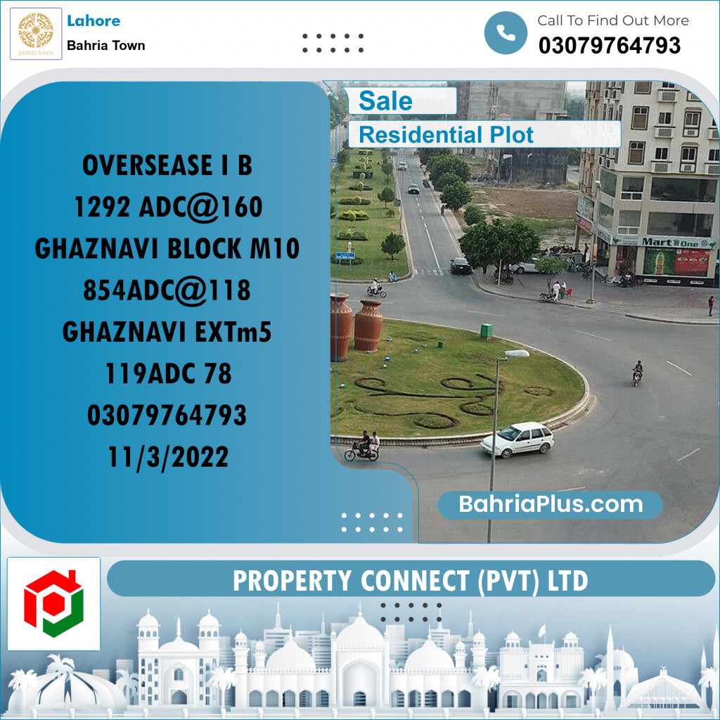 Residential Plot for Sale in Bahria Town, Lahore - (BP-264313)
