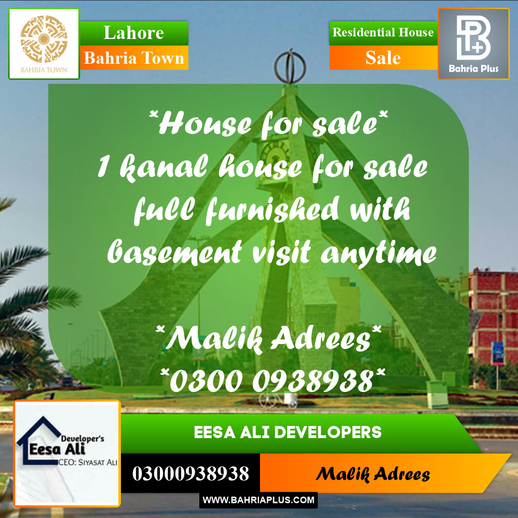 Residential House for Sale in Bahria Town, Lahore - (BP-264333)