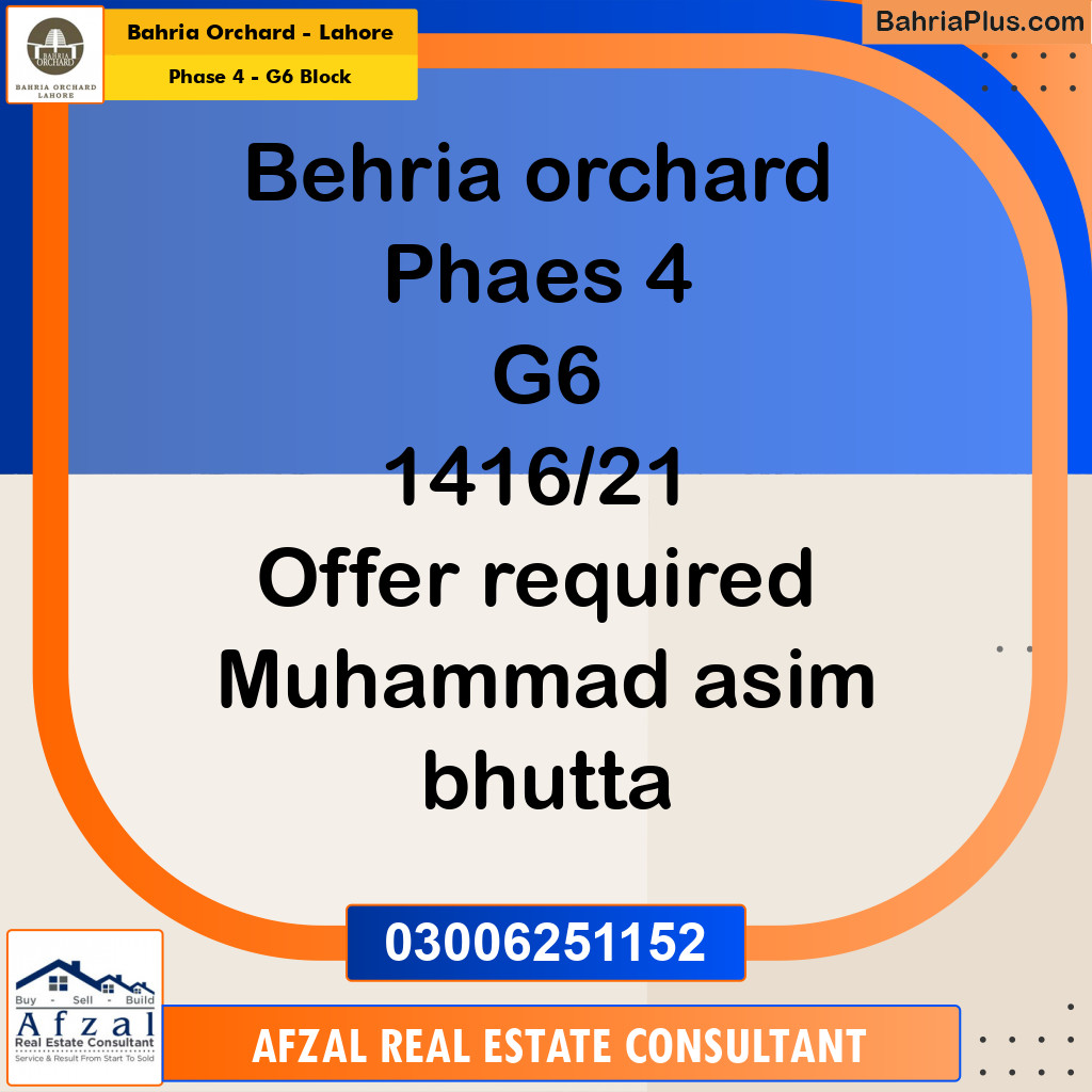 5 Marla Residential Plot for Sale in Phase 4 - G6 Block -  Bahria Orchard, Lahore - (BP-264342)