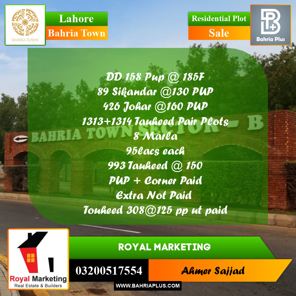Residential Plot for Sale in Bahria Town, Lahore - (BP-264376)