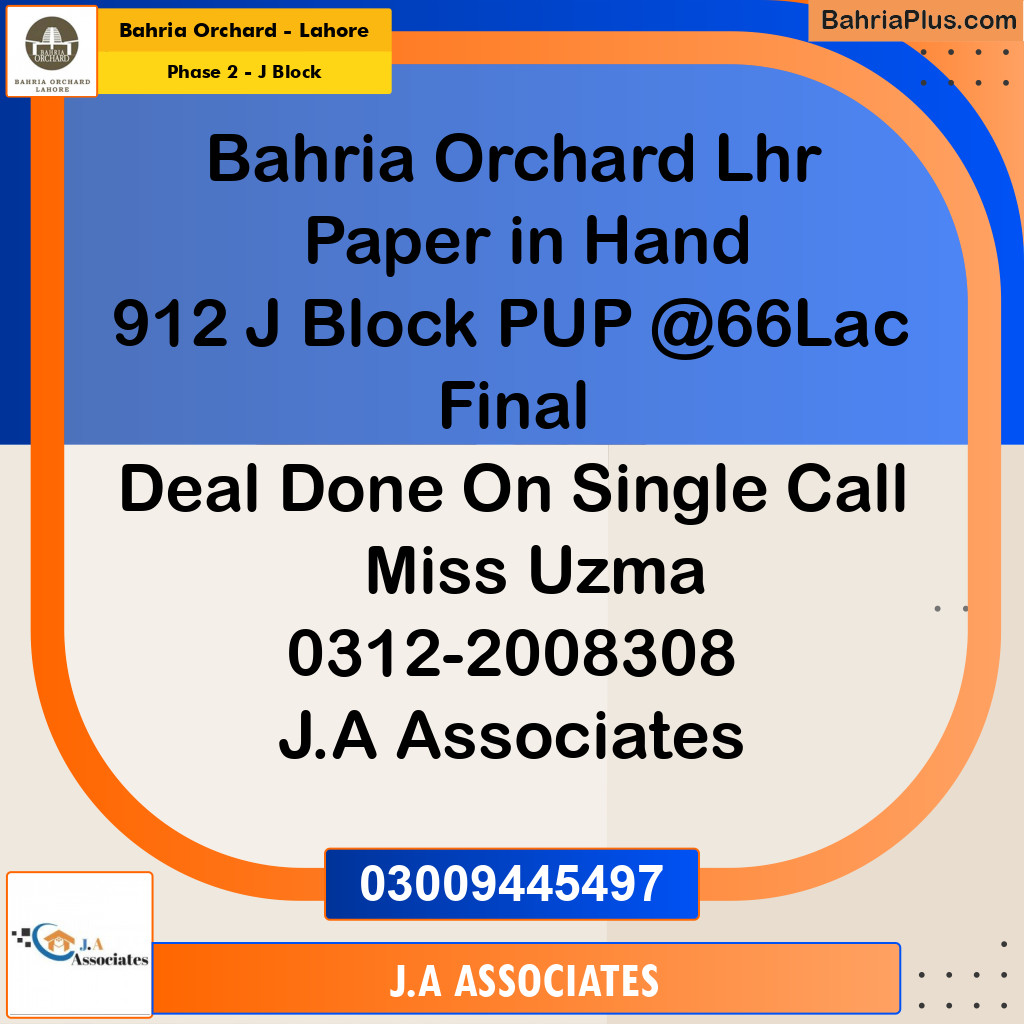 8 Marla Residential Plot for Sale in Phase 2 - J Block -  Bahria Orchard, Lahore - (BP-264377)