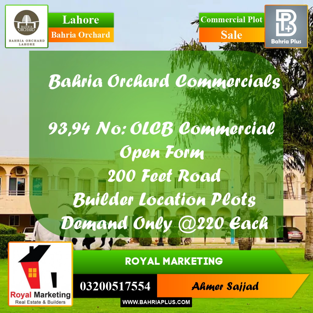 Commercial Plot for Sale in Bahria Orchard, Lahore - (BP-264382)